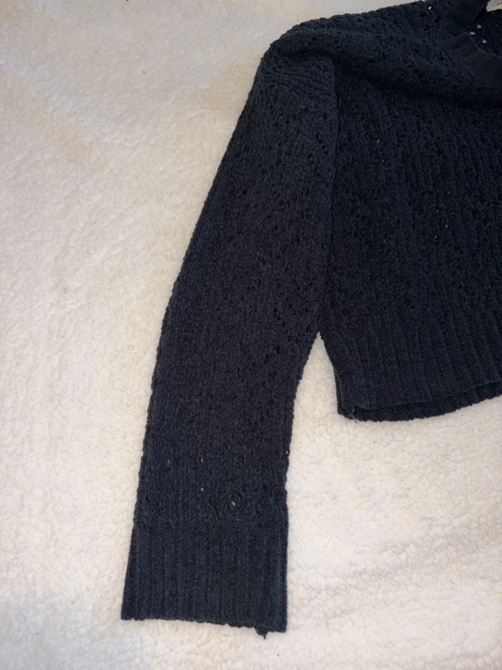 American Eagle Outfitters Black Crochet Crewneck Pullover - Picture 3 of 6